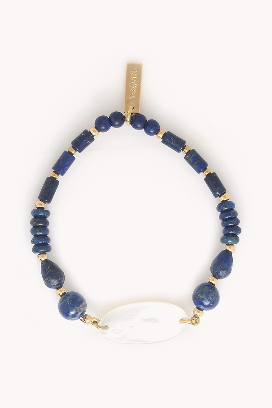 Nature Bijoux Stretch Bracelet with Oval White Mother of Pearl | Cobalt Collection