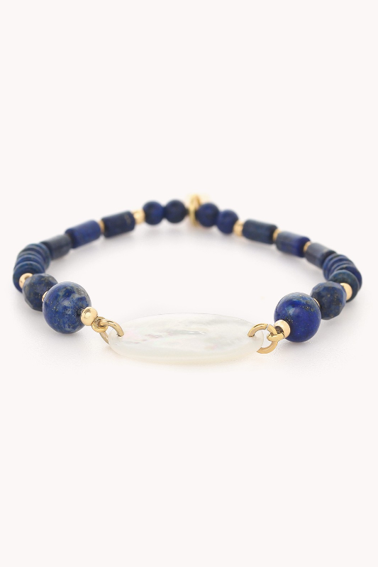 Nature Bijoux Stretch Bracelet with Oval White Mother of Pearl | Cobalt Collection