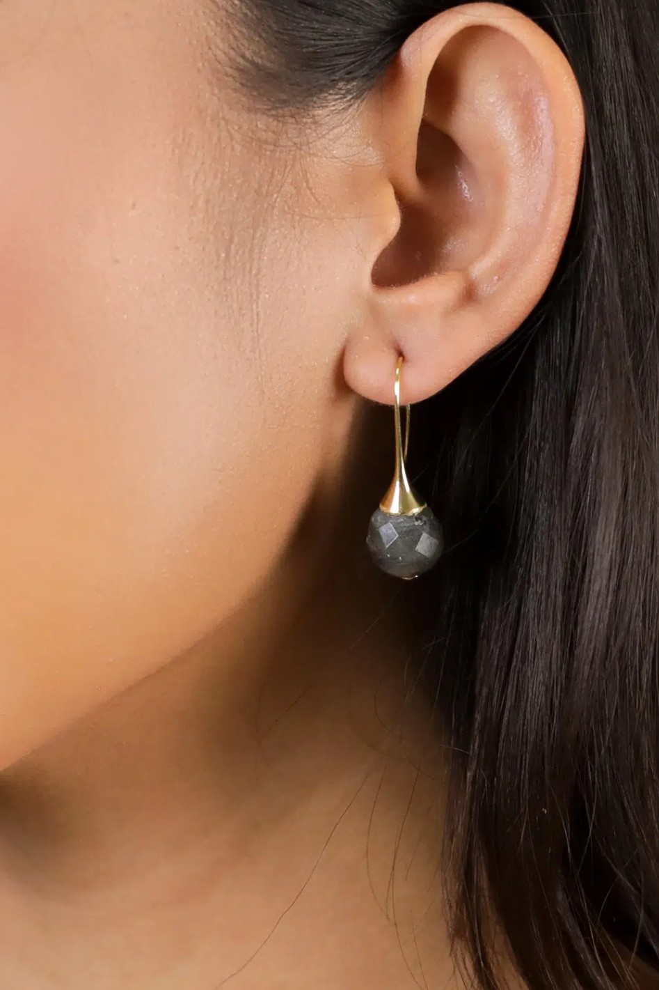 Nature Bijoux Eclipse Big Hook Earrings with Labradorite