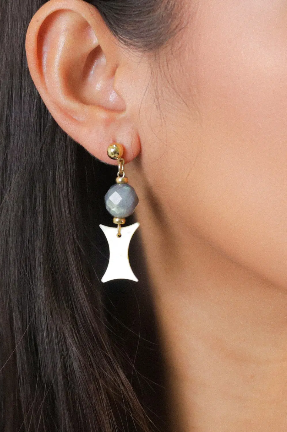 Nature Bijoux Eclipse Post Earrings with Golden Ball