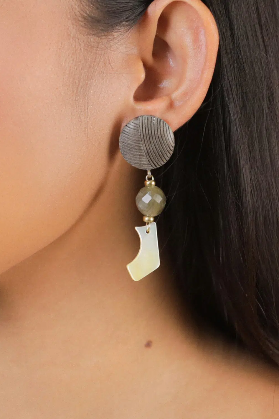 Nature Bijoux Eclipse Post Earrings with Golden Mother of Pearl