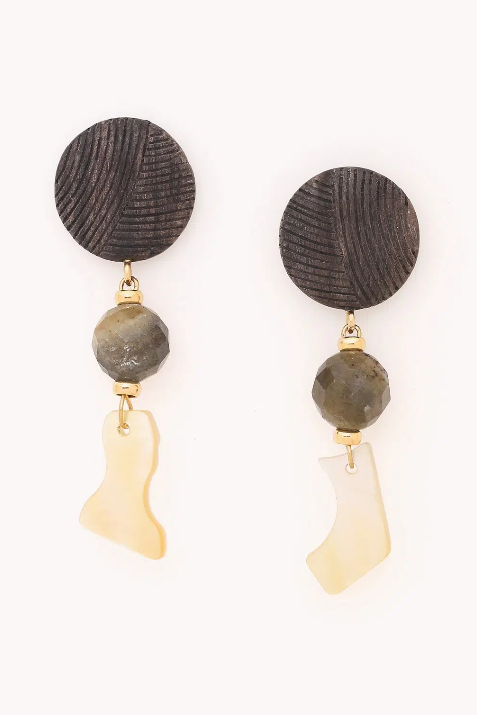Nature Bijoux Eclipse Post Earrings with Golden Mother of Pearl