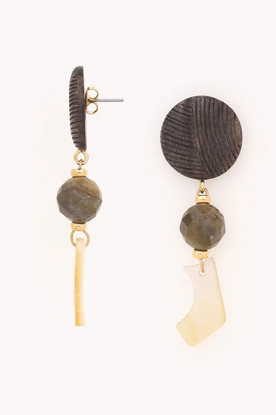 Nature Bijoux Eclipse Post Earrings with Golden Mother of Pearl