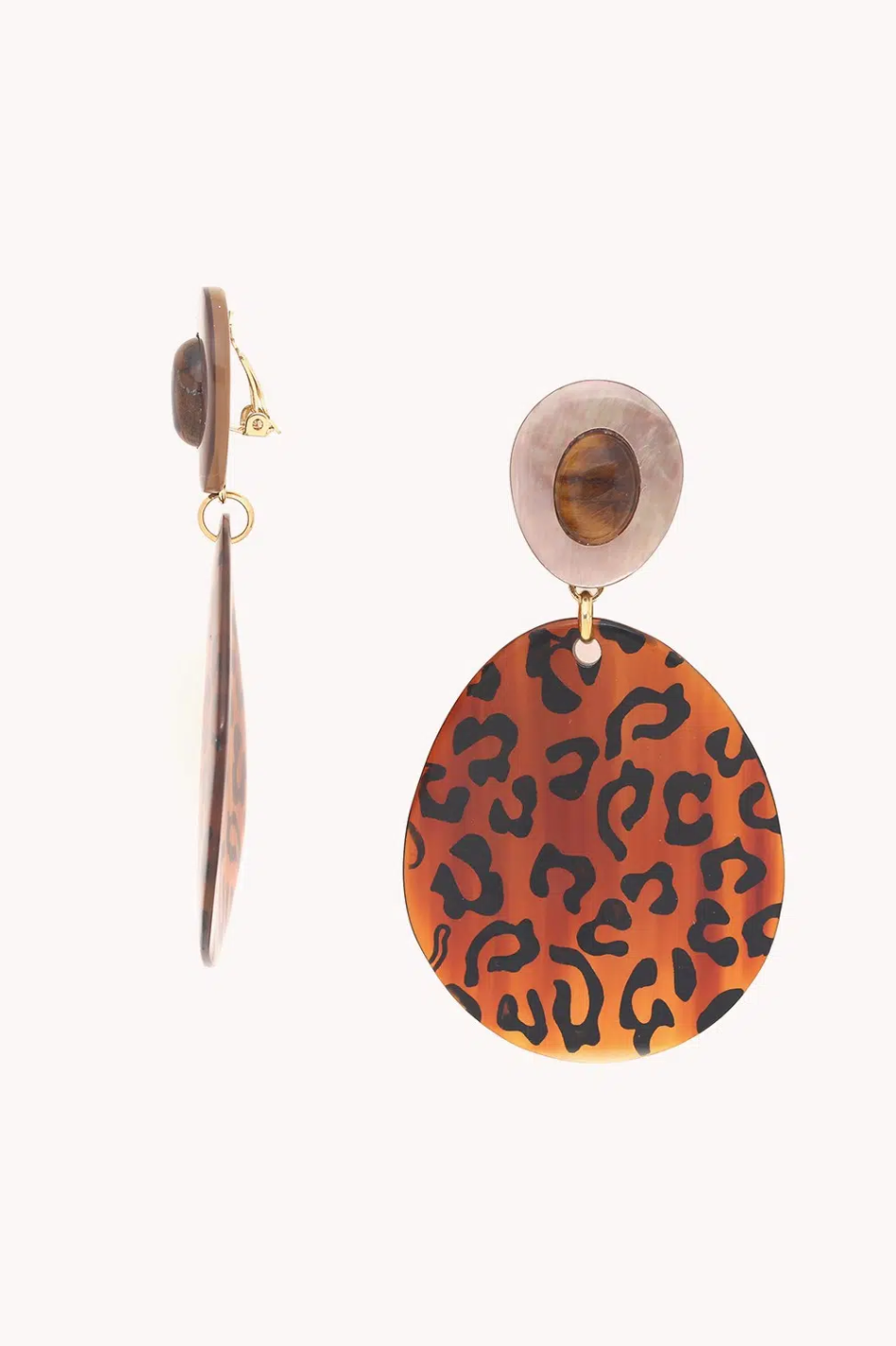 Nature Bijoux Jaguar Clip Earrings with Pendant