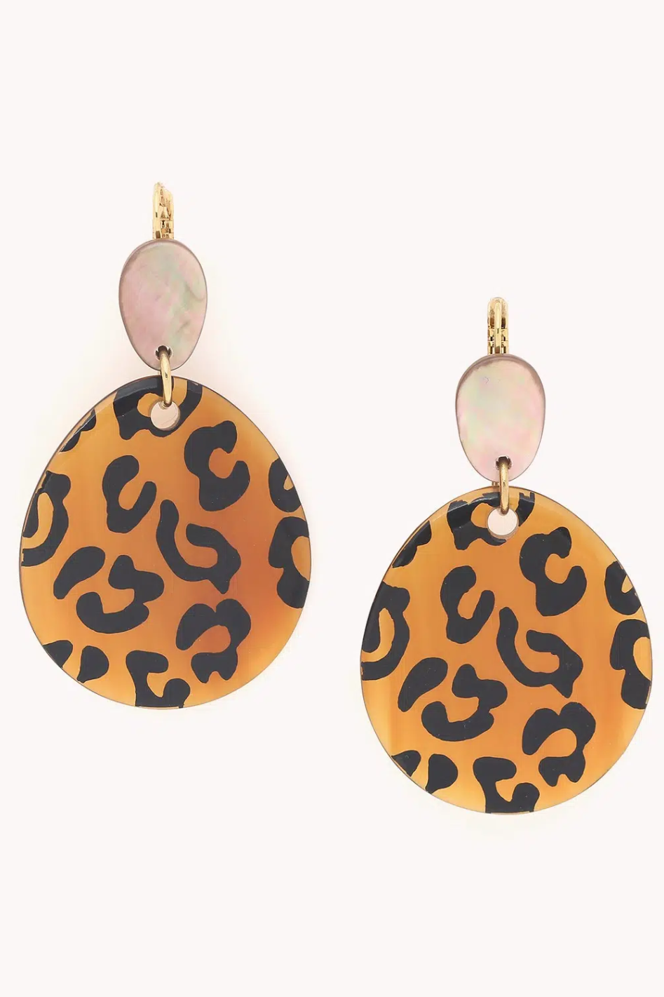 Nature Bijoux Jaguar French Hook Earrings with Golden Horn