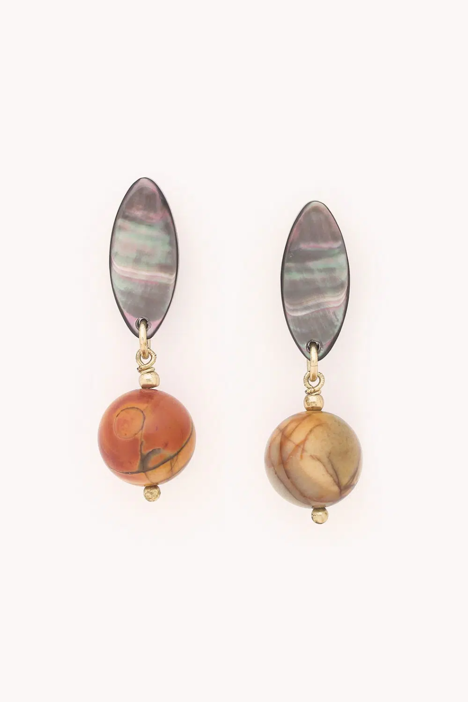 Nature Bijoux Lile Rousse Post Earrings with Picasso Jasper Ball