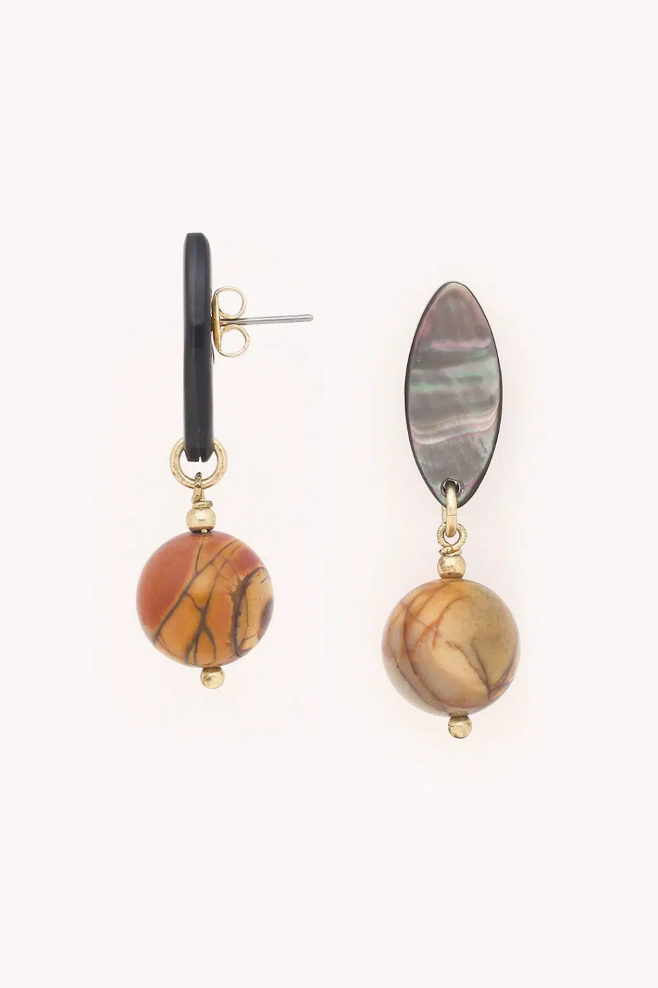 Nature Bijoux Lile Rousse Post Earrings with Picasso Jasper Ball