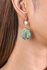 Nature Bijoux French Hook Earrings with Golden Ribbon | Mara Collection