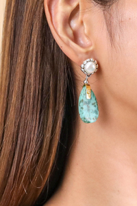 Nature Bijoux Post Earrings with African Turquoise Pendant | Mara Collection