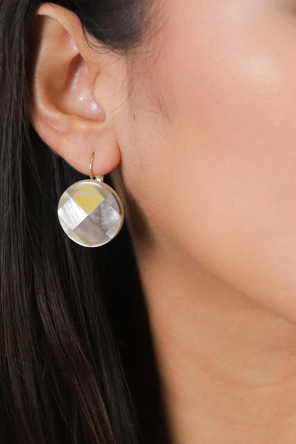 Nature Bijoux San Lazzaro Black Lip Round French Hook Earrings