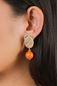 Nature Bijoux Tivoli Post Earrings with Orange Howlite