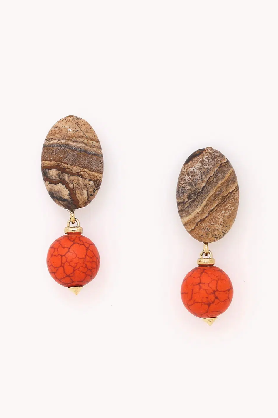 Nature Bijoux Tivoli Post Earrings with Orange Howlite