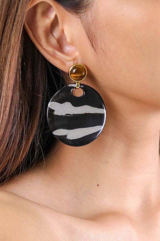 Nature Bijoux Round Gypsy Post Earrings | Zebra Collection