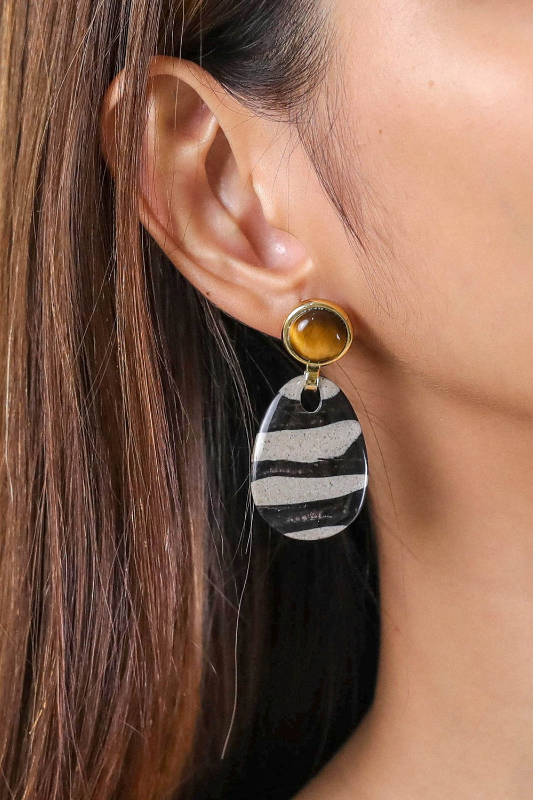 Nature Bijoux Small Post Earrings with Zebra Dangle