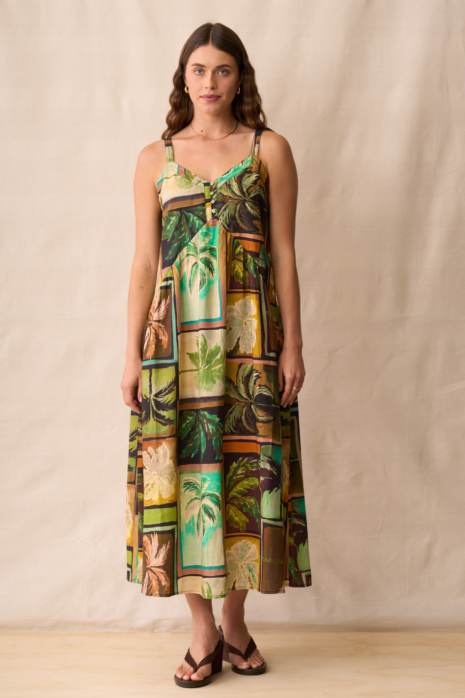 Neris Ramona Sunfrock in Sunset Palms Print