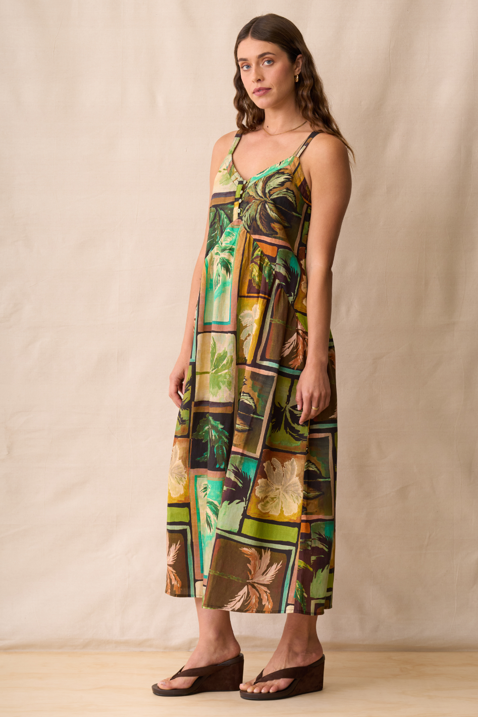 Neris Ramona Sunfrock in Sunset Palms Print