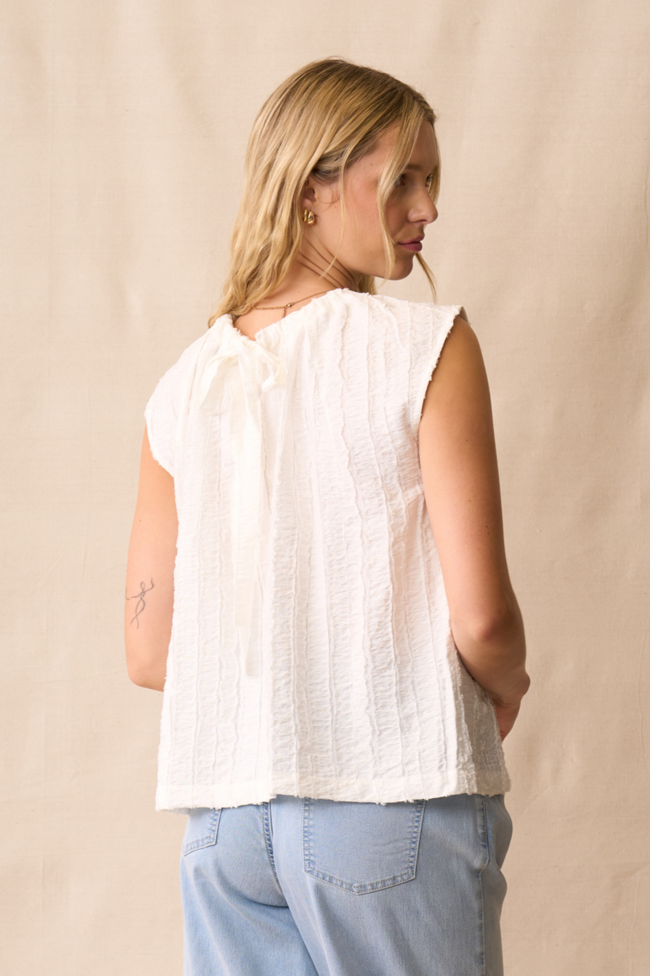 Neris Tie Back Top in White