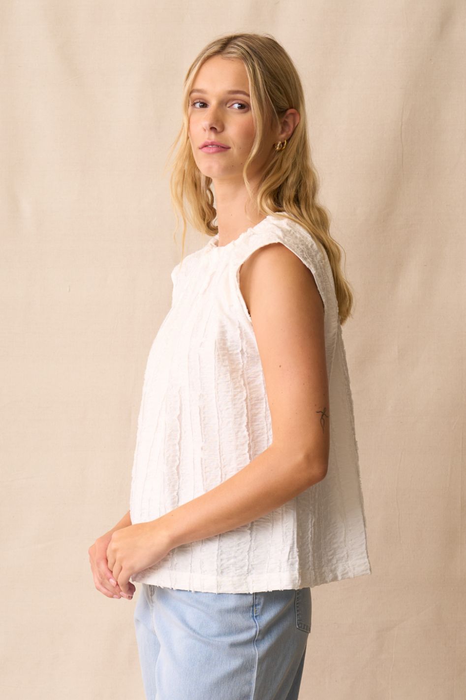 Neris Tie Back Top in White