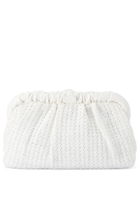 Olga Berg Amalia Pleated Woven Clutch | White