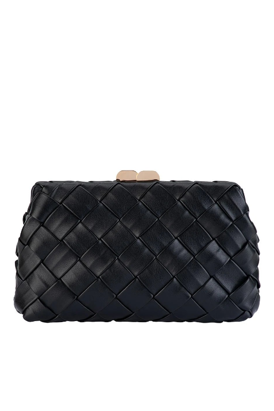 Olga Berg Quinn Woven Clutch | Black