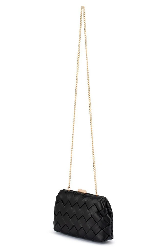 Olga Berg Quinn Woven Clutch | Black