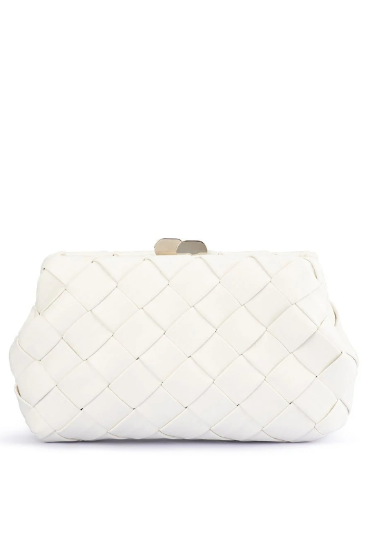 Olga Berg Quinn Woven Clutch | White