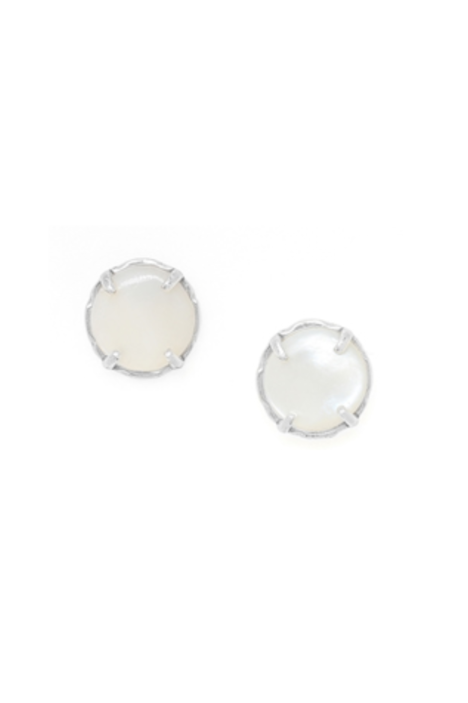Ori Tao Bloom White Mother of Pearl Stud Earrings (Silvered)