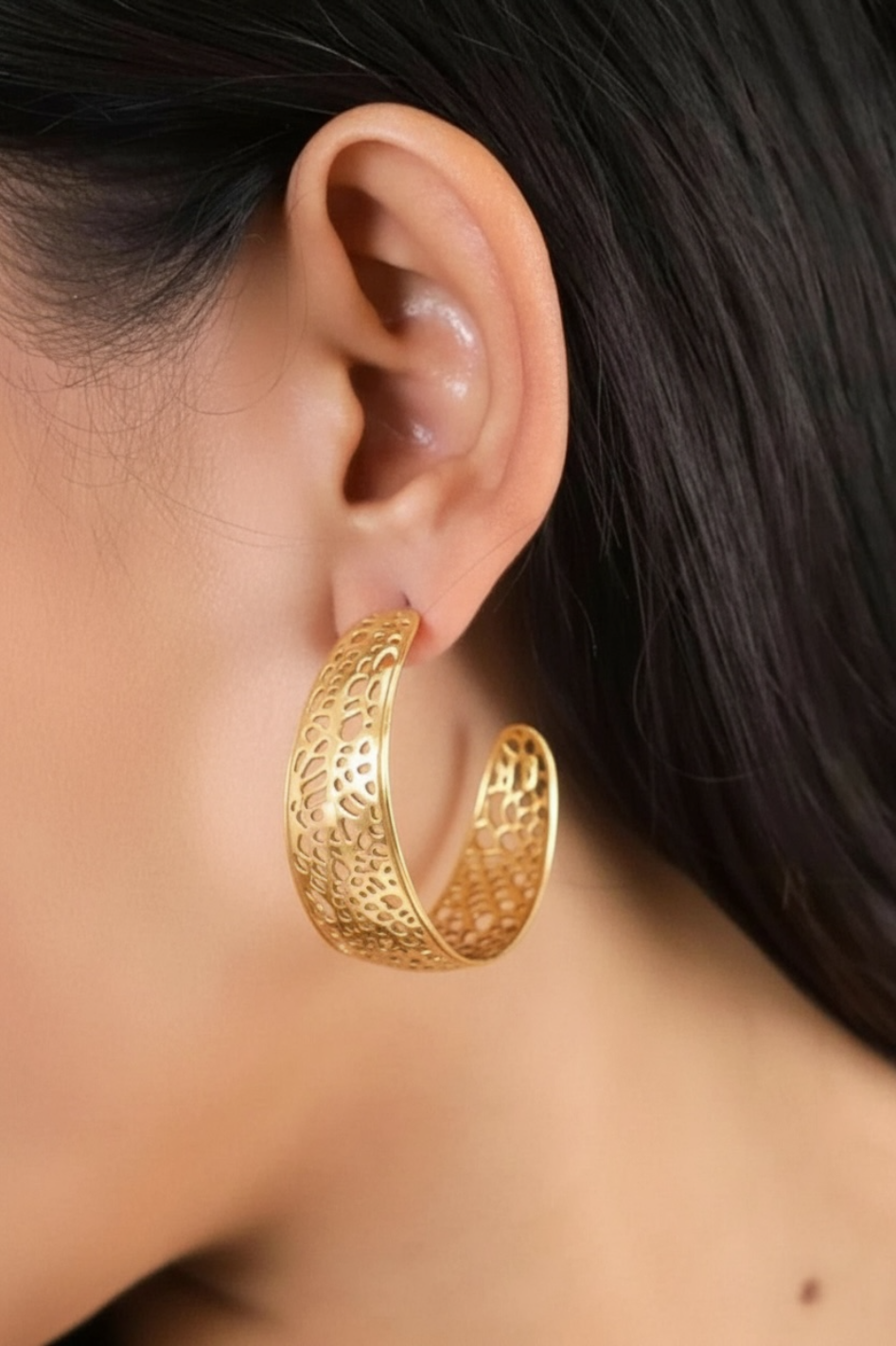 Ori Tao Coralia Golden Creoles Earrings