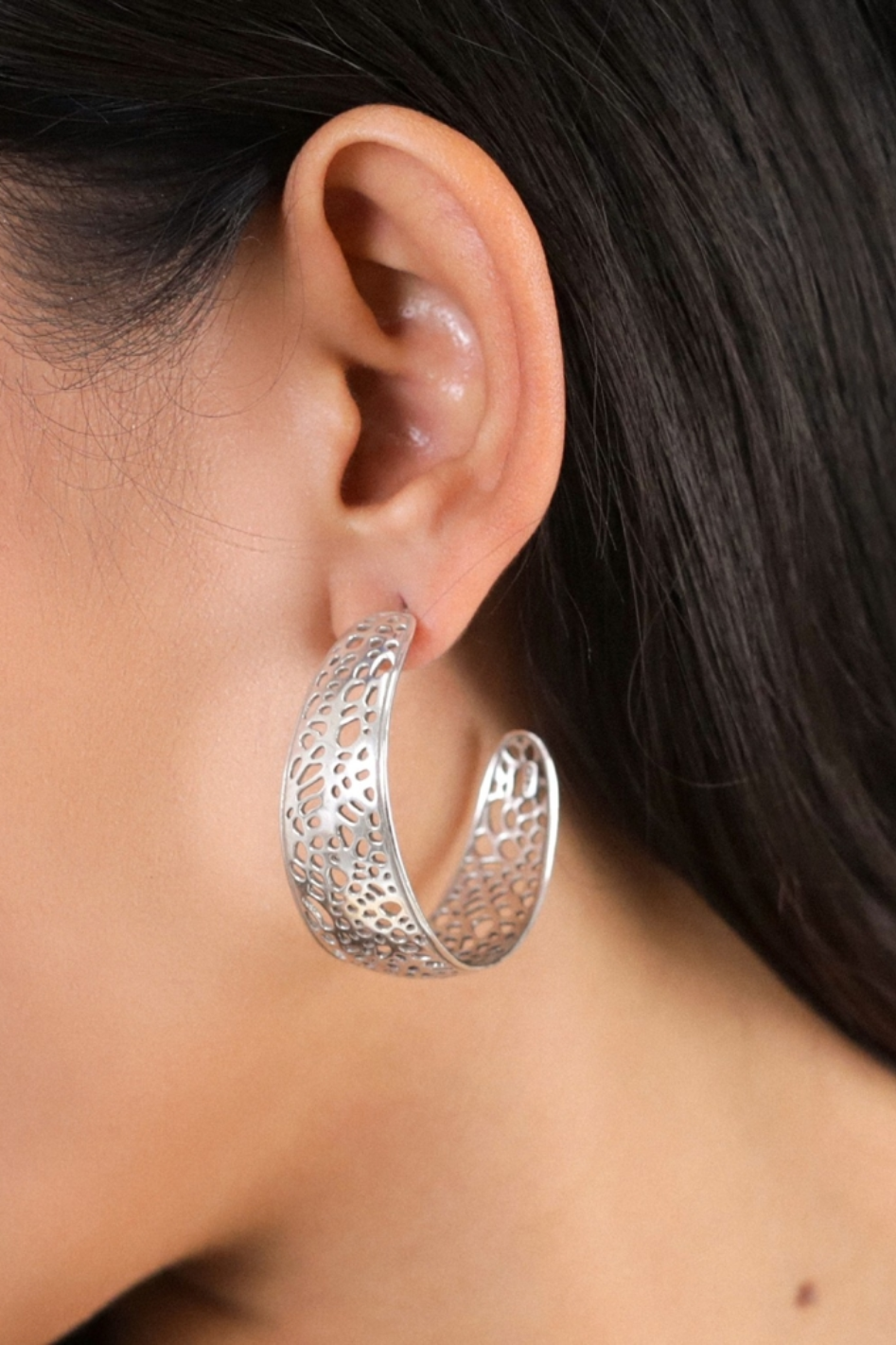 Ori Tao Coralia XL Silvered Creoles Earrings