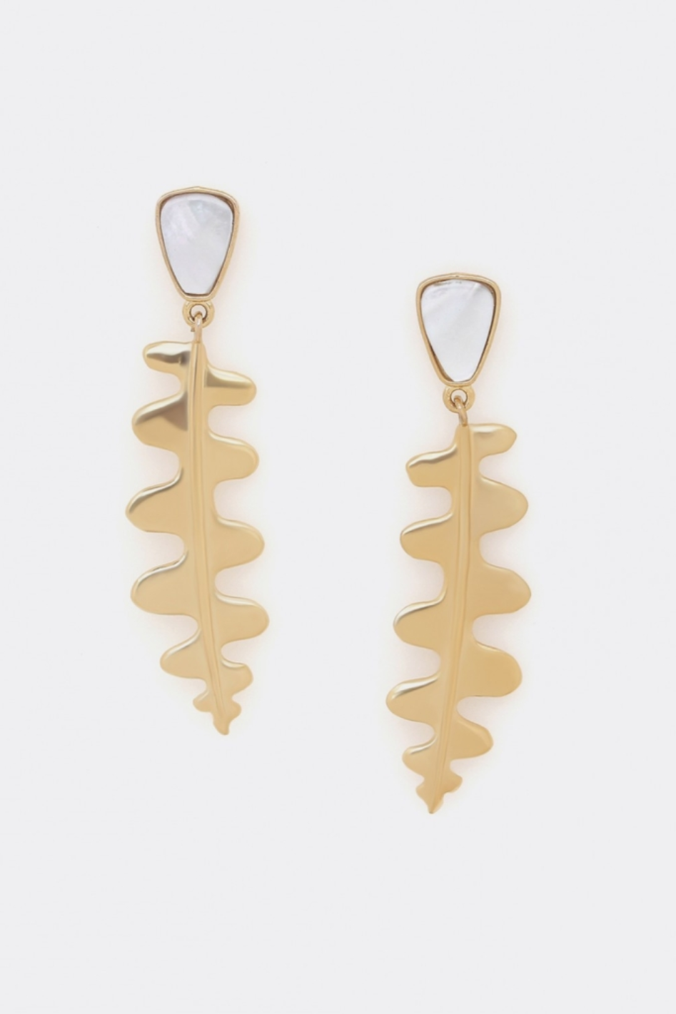 Ori Tao Epiphyl Golden Post Earrings with White Mother of Pearl Top