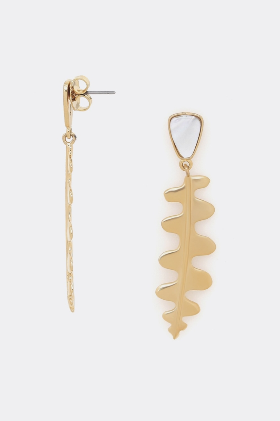 Ori Tao Epiphyl Golden Post Earrings with White Mother of Pearl Top
