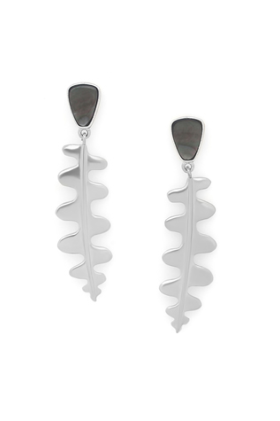 Ori Tao Epiphyl Silvered Post Earrings with Black Lip Top