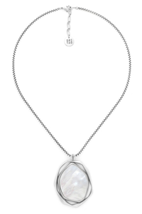 Ori Tao Reflet Silvered Necklace with White Mother of Pearl Pendant
