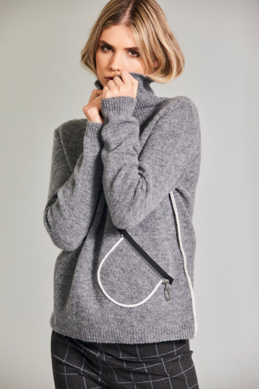Peruzzi Contrast Seam Knit | Grey | W24178