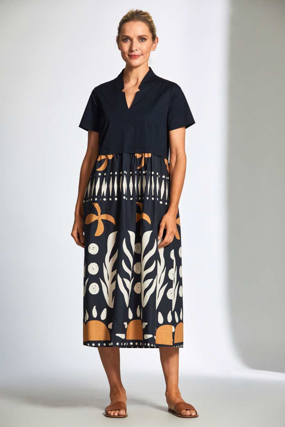 Peruzzi Cotton Print Dress in Blue