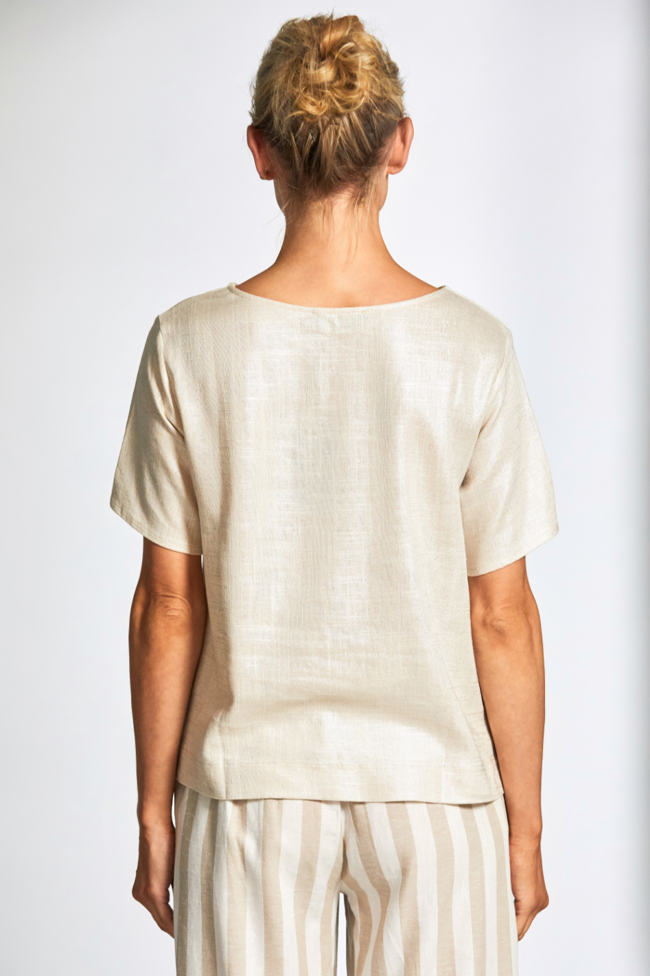 Peruzzi Glazed Linen Top in Sand