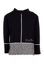 Load image into Gallery viewer, Peruzzi Herringbone Trim Knit | Black/Ecru | W24166
