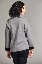 Load image into Gallery viewer, Peruzzi Herringbone Zip Jacket | Black/Ecru | W24179
