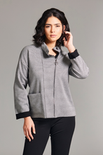 Load image into Gallery viewer, Peruzzi Herringbone Zip Jacket | Black/Ecru | W24179
