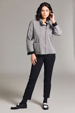 Load image into Gallery viewer, Peruzzi Herringbone Zip Jacket | Black/Ecru | W24179

