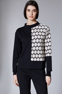 Peruzzi Hexagonal Jacquard Knit | Ecru/Black | W25181