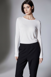 Peruzzi Long Sleeve Basic Top | White | PR145W25
