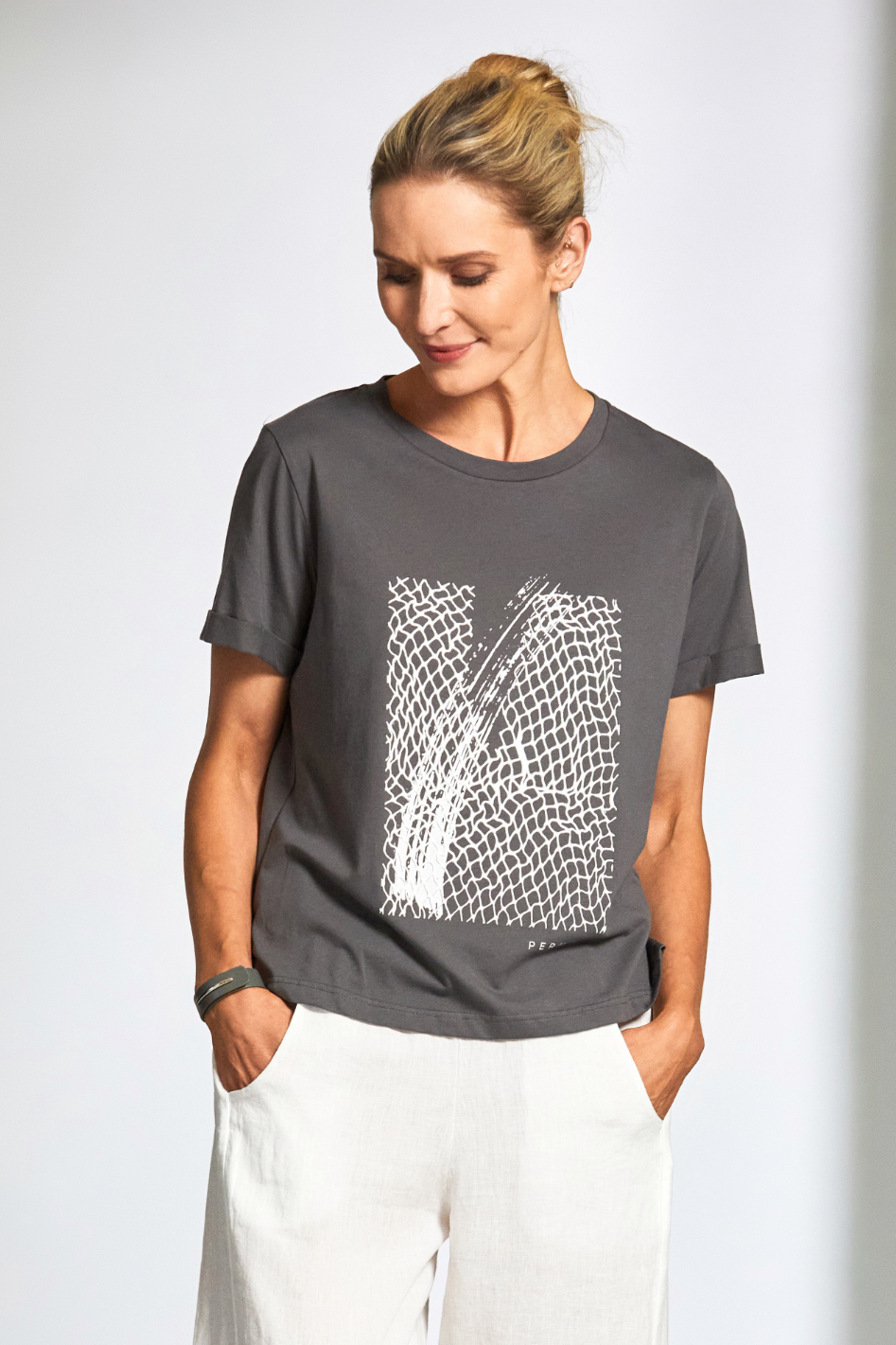 Peruzzi Metallic Print T-Shirt in Antra