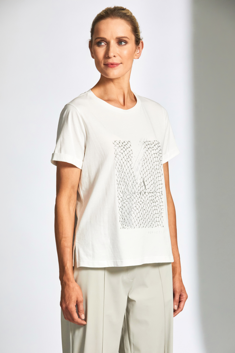 Peruzzi Metallic Print T-Shirt in White