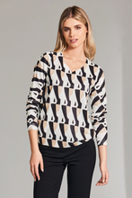 Load image into Gallery viewer, Peruzzi Op Art Print Knit | Sand/Black | W24600
