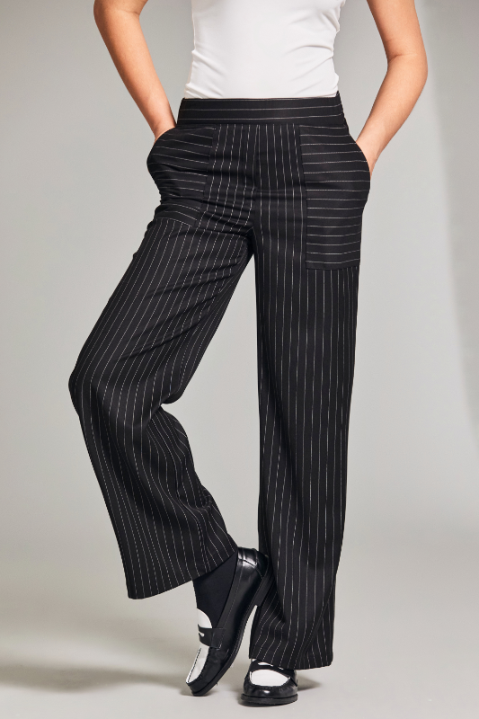 Peruzzi Pinstripe Trouser | Black | W24213