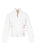 Load image into Gallery viewer, Peruzzi Pleather Pocket Cardi | Ecru | W24607

