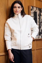 Load image into Gallery viewer, Peruzzi Pleather Pocket Cardi | Ecru | W24607
