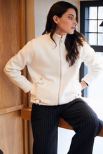 Load image into Gallery viewer, Peruzzi Pleather Pocket Cardi | Ecru | W24607
