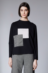 Peruzzi Pocket Square Top | Black/Ecru | W25517